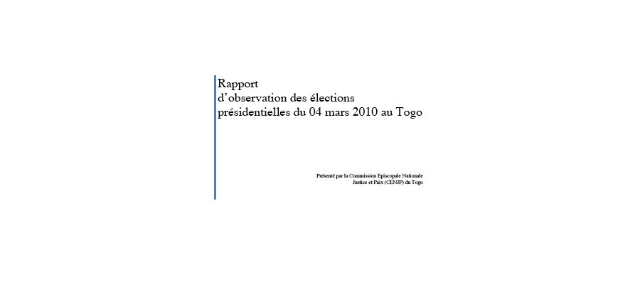 Image:TOGO : présidentielles 2010 - le rapport de de l'Eglise catholique