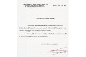 Certificat du genre de mort de Jean Maïer